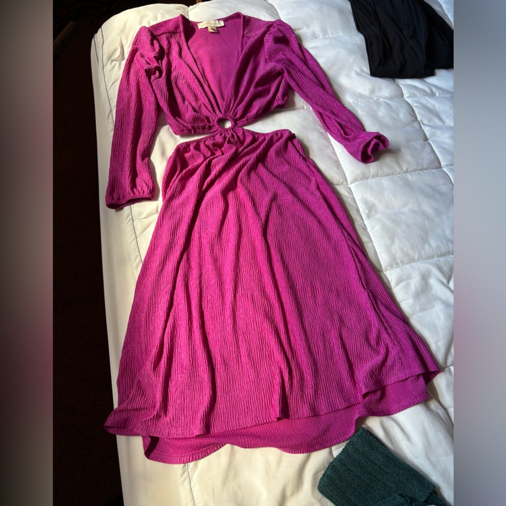 Elegant Pink Long Sleeve Dress